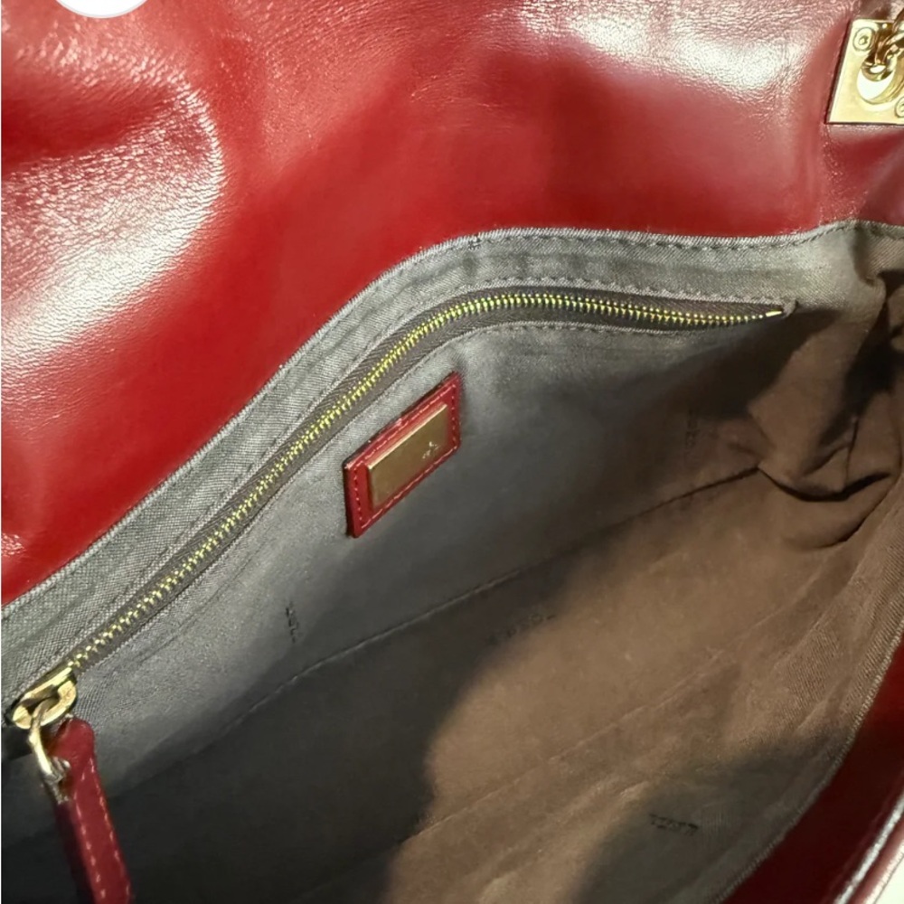 Fendi Red Shoulder Bag with Monogram and Gold Hardware - Picture 13 of 16